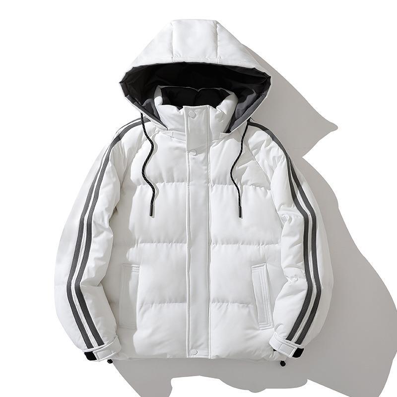 Unisex Wattierte Kapuzenjacke mit Kordelzug und Kontraststreifen Drune