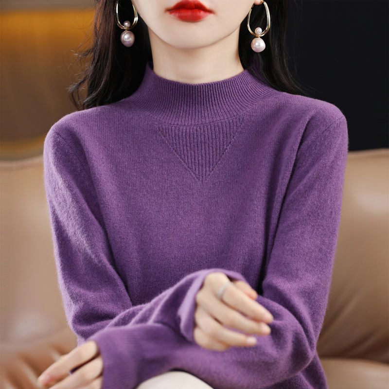 Damen feiner Pullover mit hohem Kragen und eleganten Details Drune