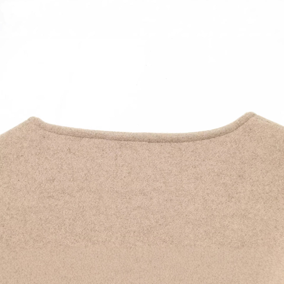Damen Kurzjacke im Boxy‑Cropped‑Wollmix mit sichtbarem Metallreißverschluss und Kontrastmanschetten Drune