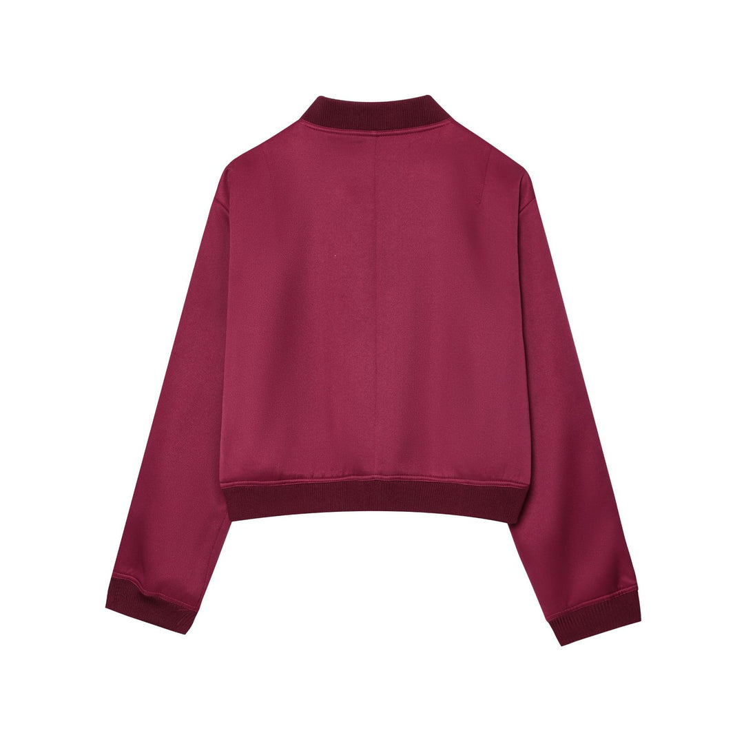 Damen nan cropped Bomberjacke mit Druckknopfleiste, überschnittenen Schultern und großen Klappentaschen Drune