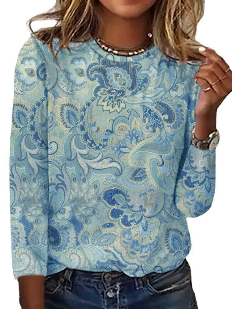 Damen Langärmeliges Oversize-Sweatshirt mit abstraktem Aquarell-Mosaikprint Drune