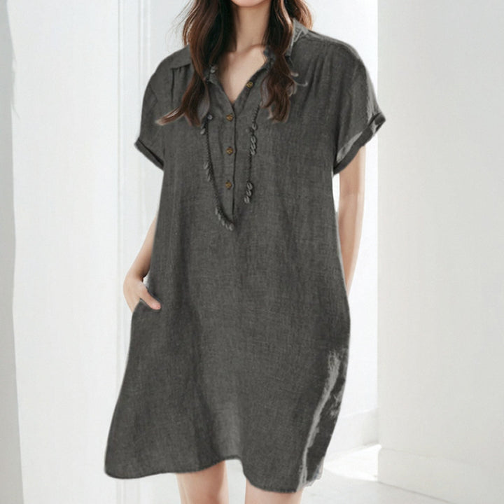 Damen Freizeitkleid mit Knopfleiste und seitlichen Taschen Drune