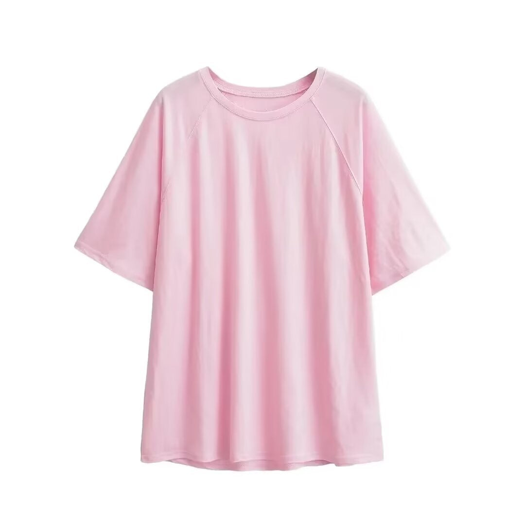 Damen lässiges T-Shirt mit überschnittenen Ärmeln Drune