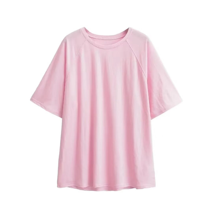 Damen lässiges T-Shirt mit überschnittenen Ärmeln Drune