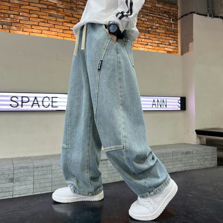Herren lässige Utility-Jeans mit breitem Bein Drune