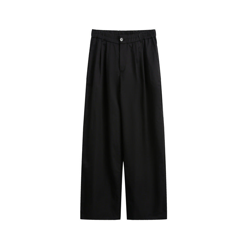 Damen Lockerweite Palazzo‑Hose mit elastischem Bund, Bundfalten und geradem Bein Drune