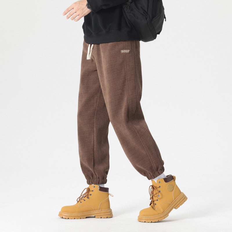 Herren komfortable Sweat-Jogginghose mit elastischem Kordelzug, vorgeformten Nähten und gerippten Bündchen Drune
