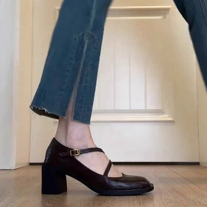Damen elegante Mary Jane Pumps mit modischem Riemchen-Design Drune
