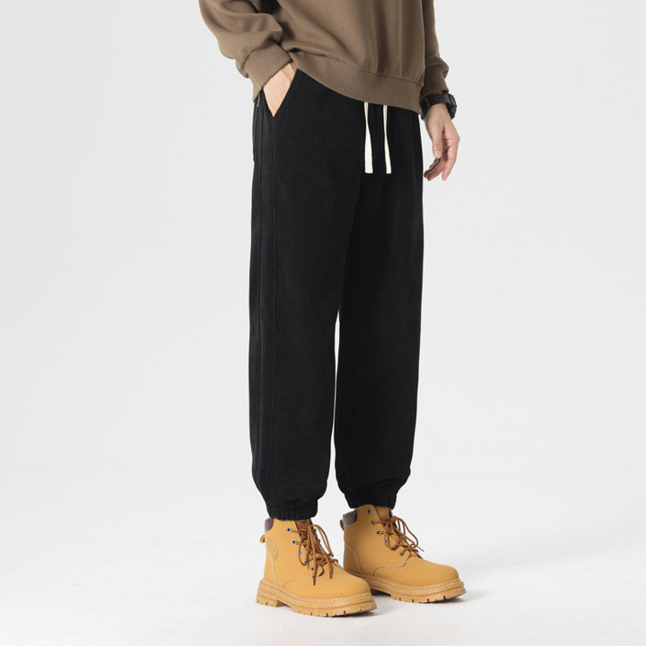 Herren komfortable Sweat-Jogginghose mit elastischem Kordelzug, vorgeformten Nähten und gerippten Bündchen Drune