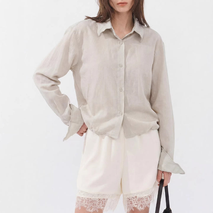 Damen Elegante und leichte Bluse mit Knopfdetails Drune