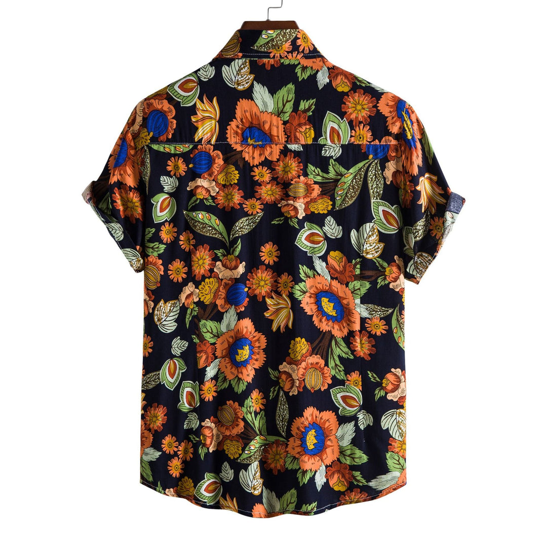 Damen Kurzarmhemd mit leichtem Blumenmuster und lässigem Schnitt Drune