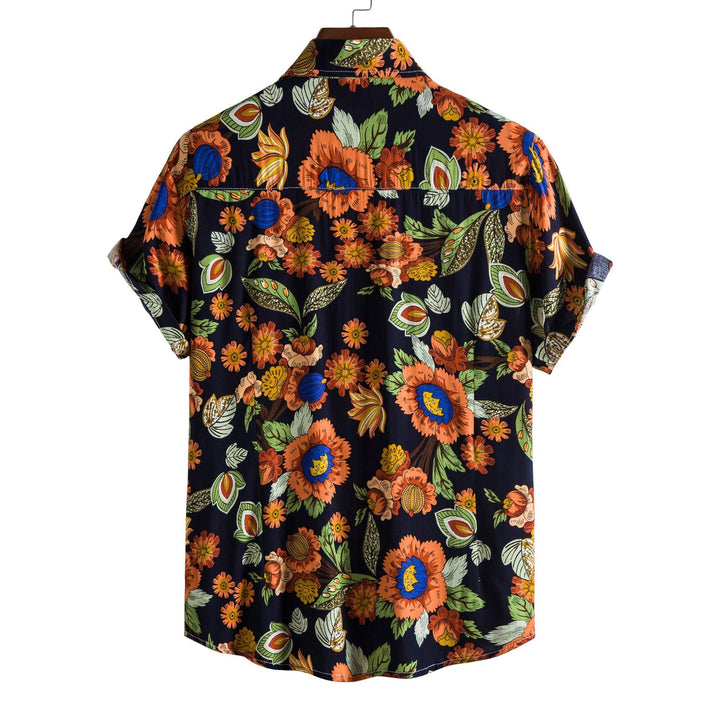 Damen Kurzarmhemd mit leichtem Blumenmuster und lässigem Schnitt Drune