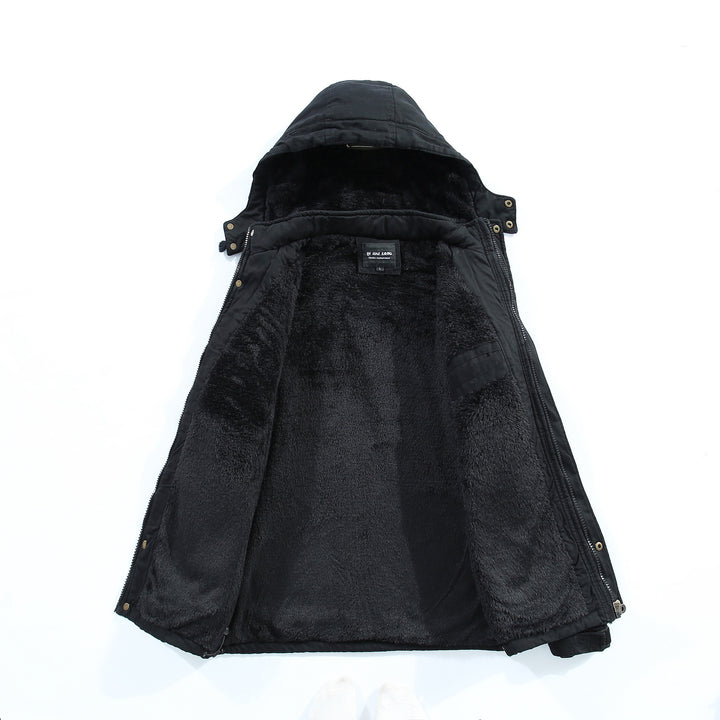 Herren Thermo‑Langparka im Fieldstil mit wärmender Plüschinnenseite und verdeckter Front Drune