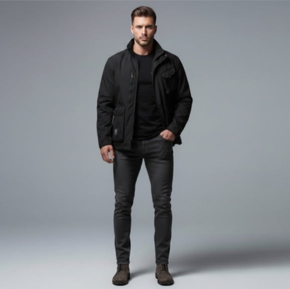 Herren Leichte Utility-Fieldjacke mit Stehkragen, Mehrfach-Taschen und atmungsaktivem Meshfutter Drune