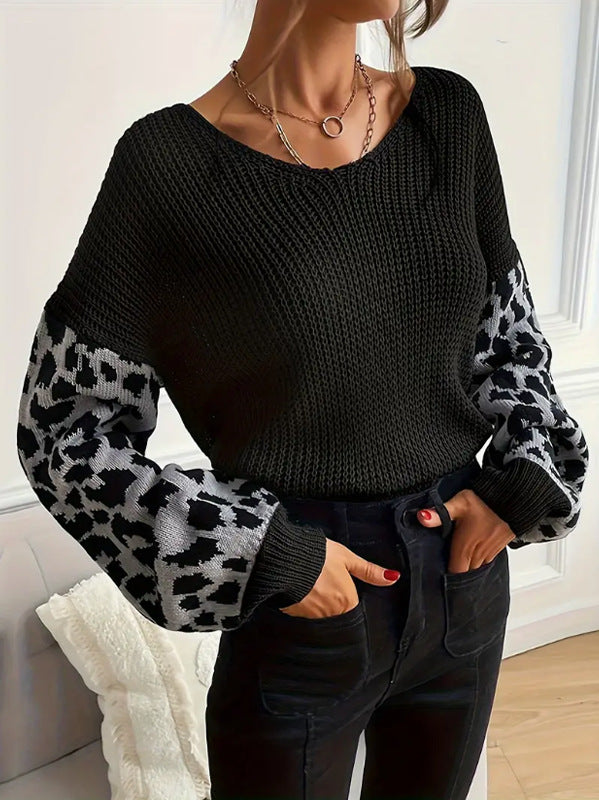Damen Modernes Strickoberteil mit tierischem Muster und lässigem Schnitt Drune