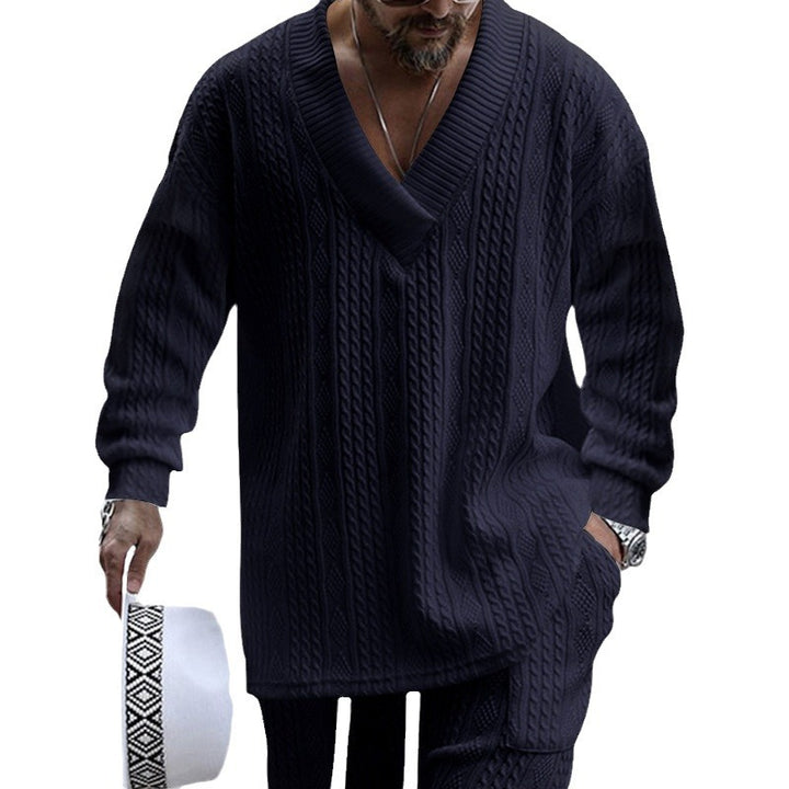 Herren Luxus Strickpullover mit V-Ausschnitt und modernen Zopfmustern Drune