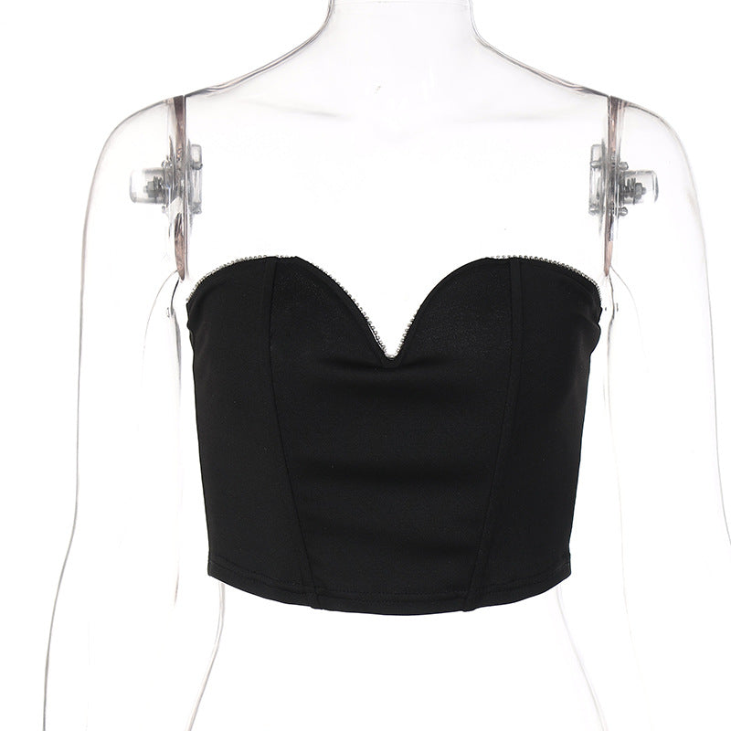 Damen Bustier-Oberteil mit herzförmigem Ausschnitt und elegantem Glamour Drune