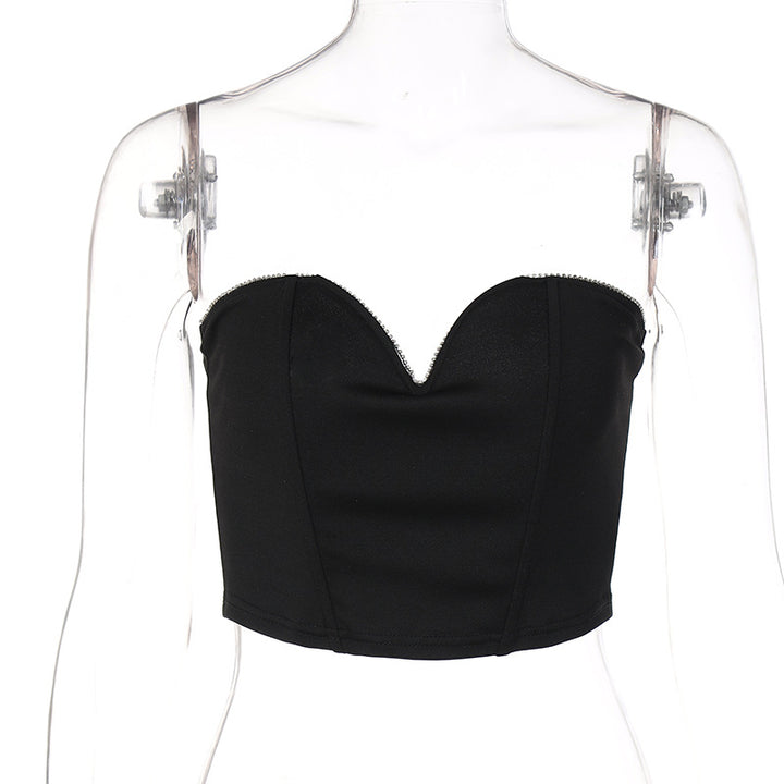 Damen Bustier-Oberteil mit herzförmigem Ausschnitt und elegantem Glamour Drune