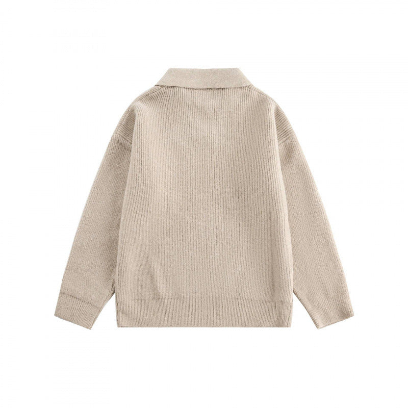Unisex Weitgeschnittener Feinstrick-Polo mit kurzem Henleyverschluss und Kentkragen Drune
