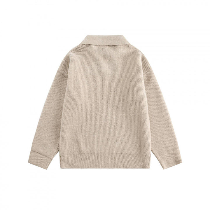 Unisex Weitgeschnittener Feinstrick-Polo mit kurzem Henleyverschluss und Kentkragen Drune