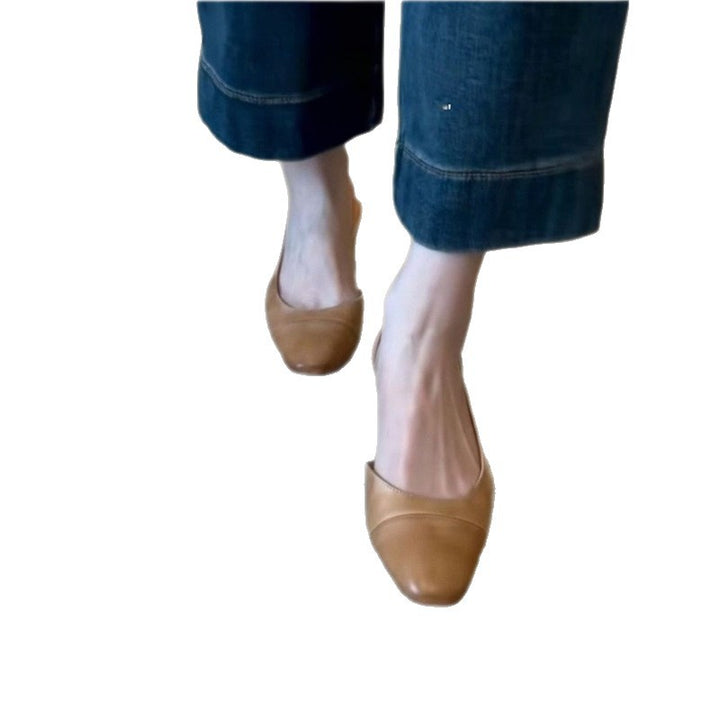 Damen Slingback-Ballerinas mit quadratischer Zehenbox und elastischem Fersenriemen Drune