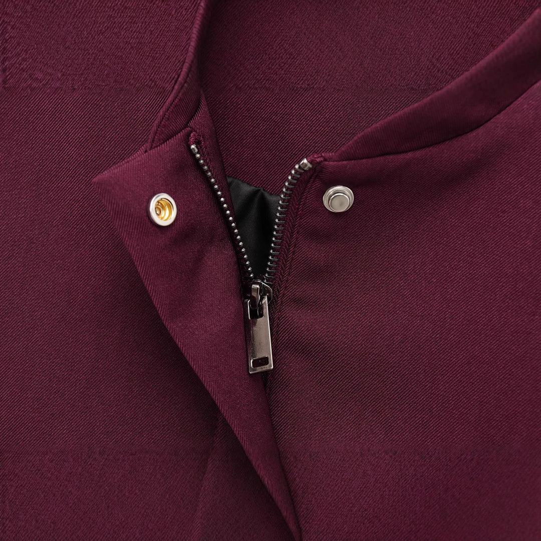 Damen nan kurze Stehkragen-Blousonjacke mit verdeckter Frontleiste, taillierter Rippbund-Details und dekorativen Paspeltaschen Drune