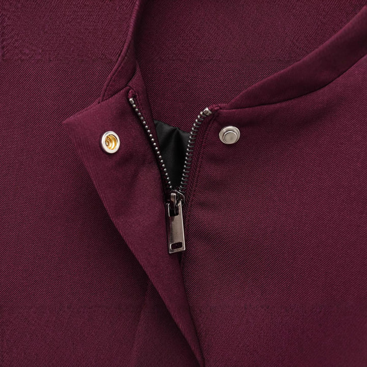 Damen nan kurze Stehkragen-Blousonjacke mit verdeckter Frontleiste, taillierter Rippbund-Details und dekorativen Paspeltaschen Drune