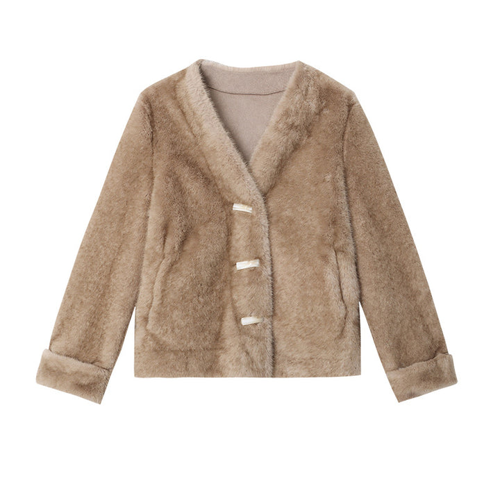 Damen kurze Strickjacke mit eleganten Knopfdetails und weichem Material Drune