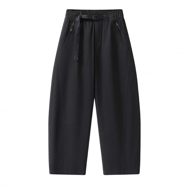 Unisex Weite knöchellange Cargo-Hose im Relaxed-Fit mit elastischem Tunnelzugbund und Reißverschlusstaschen Drune