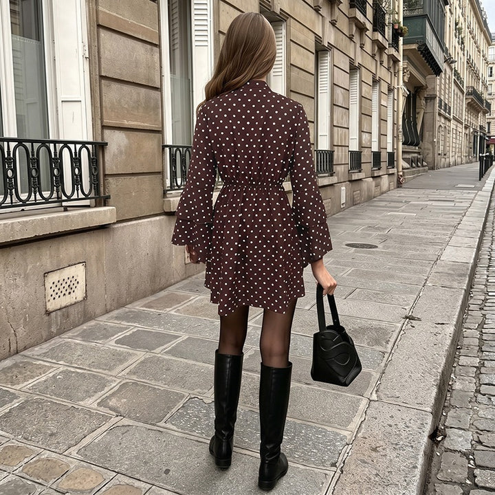 Damen Verspieltes Polka-Dots Kleid mit Rüschen Drune