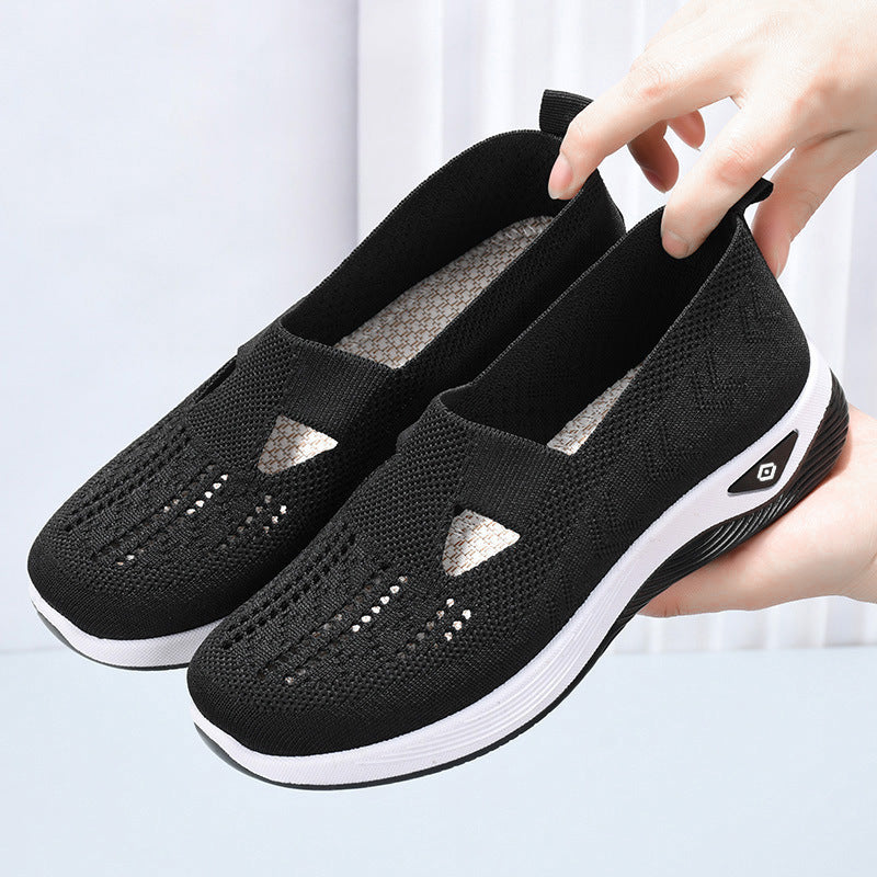 Damen nan leichte atmungsaktive Slip-On Sneaker mit elastischem Strickoberteil und orthopädischer Komfortsohle Drune