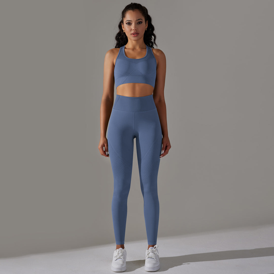 Damen Sport-BH und Hochbund-Leggings Set mit nahtloser Verarbeitung und atmungsaktiven Eigenschaften Drune