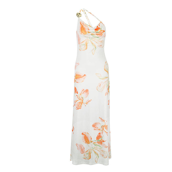 Damen Maxikleid mit asymmetrischem Träger und floralem Print Drune