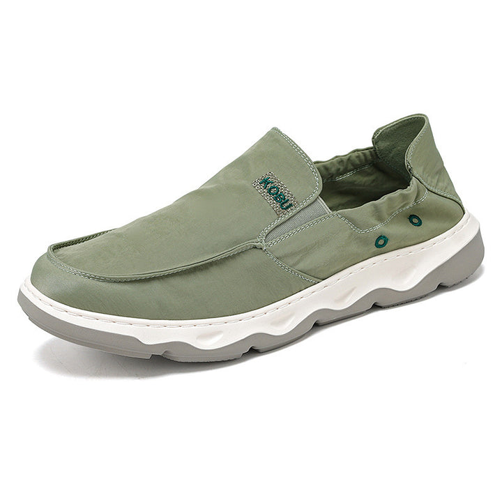 Herren elastischer Nubukoptik-Slipper mit gepolstertem Fersenrand und stoßdämpfender Wellenlaufsohle Drune