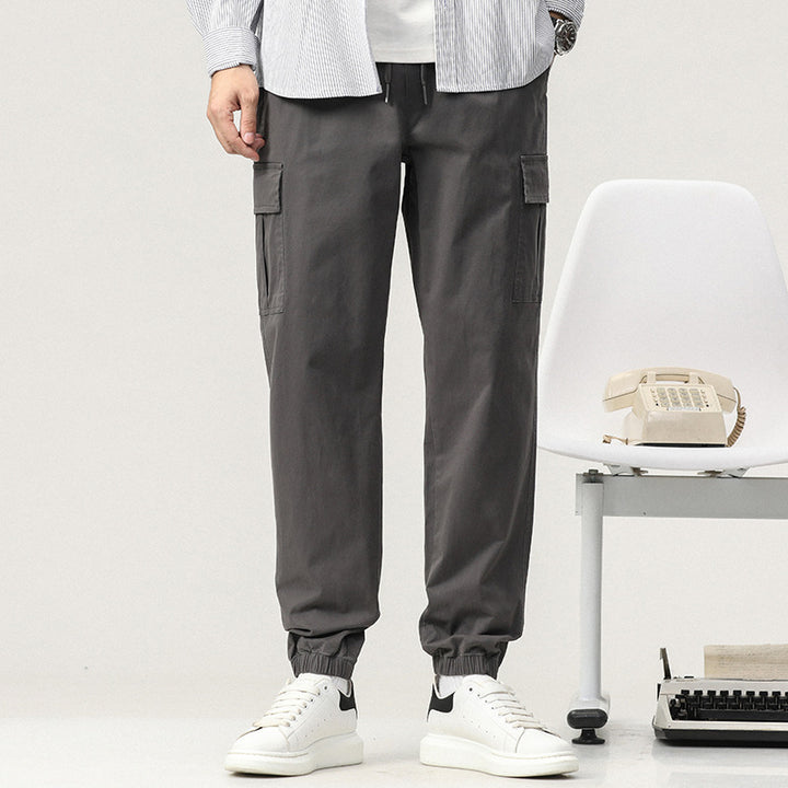 Herren Tapered Cargo-Joggerhose mit Tunnelzugbund, Klappentaschen und elastischem Knöchelabschluss Drune