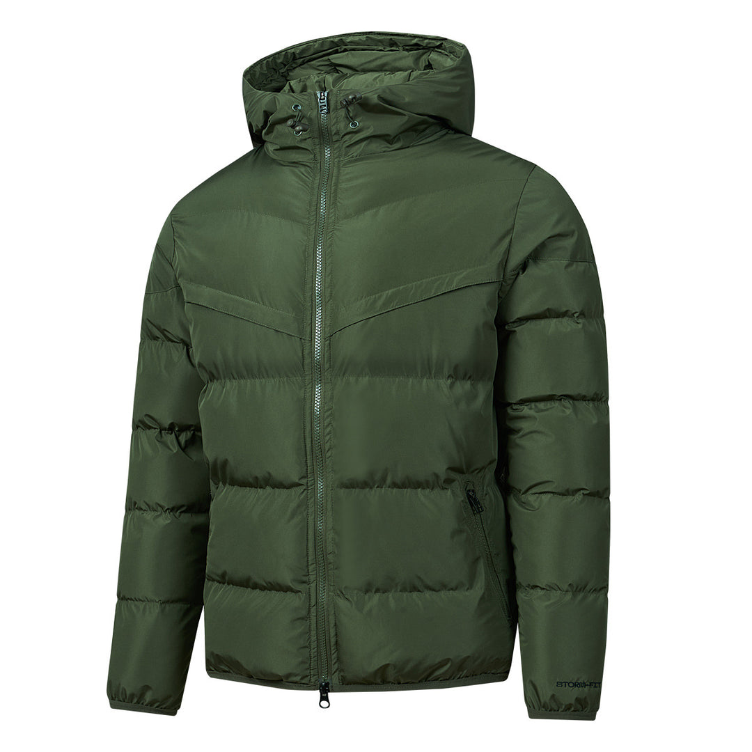Herren Wattierte Kapuzen-Steppjacke mit Thermoisolierung, Zwei-Wege-Reißverschluss & verdeckten Reißverschlusstaschen Drune