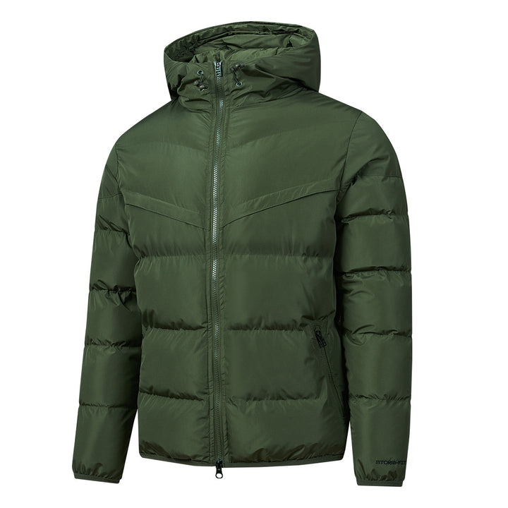 Herren Wattierte Kapuzen-Steppjacke mit Thermoisolierung, Zwei-Wege-Reißverschluss & verdeckten Reißverschlusstaschen Drune