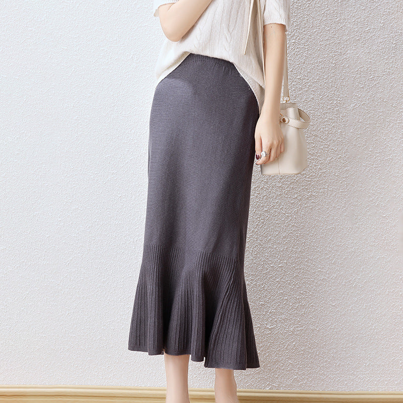 Damen Eleganter Strickrock mit Volant Drune