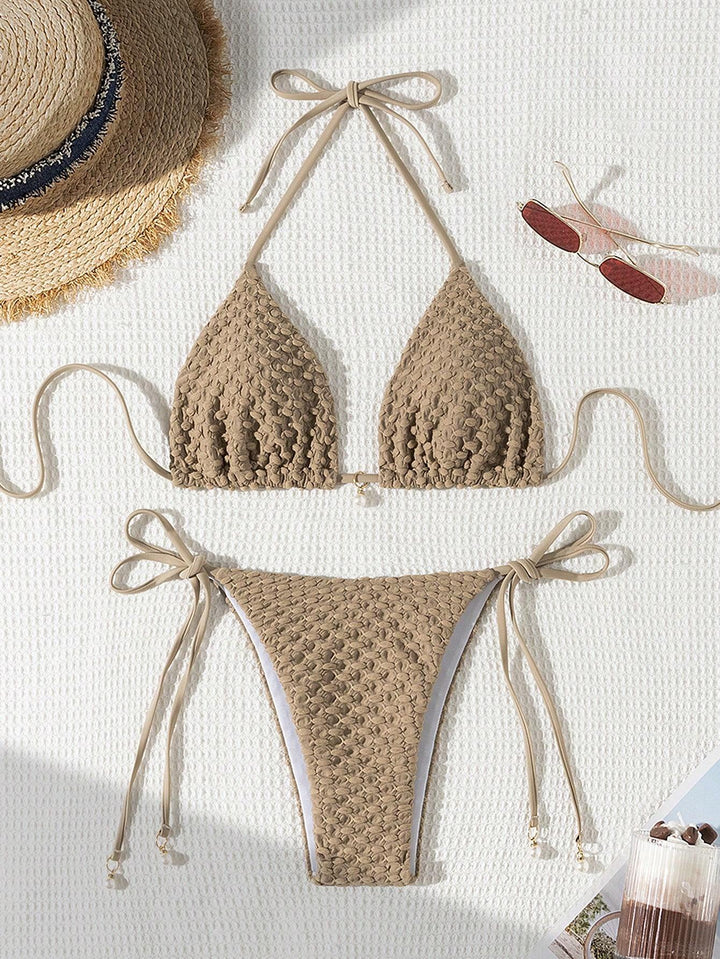 Damen Triangle-Bikini mit strukturiertem Design und verstellbaren Trägern Drune