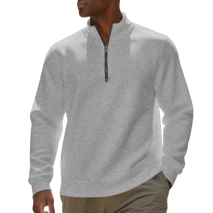Herren nan Halbzip-Sweatshirt aus Baumwollmix mit Stehkragen, weichem Innenfutter und Rippbündchen Drune