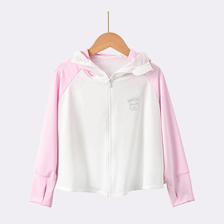 Mädchen Leichte Kapuzenjacke mit Hasenohren Drune