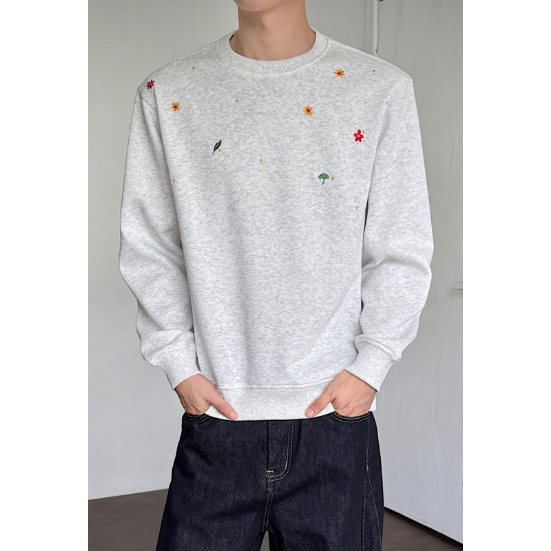 Damen Sportlicher Sweatshirt mit floralen Stickereien Drune