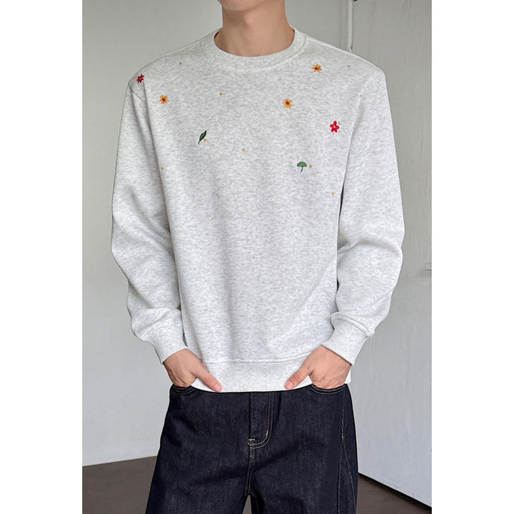 Damen Sportlicher Sweatshirt mit floralen Stickereien Drune