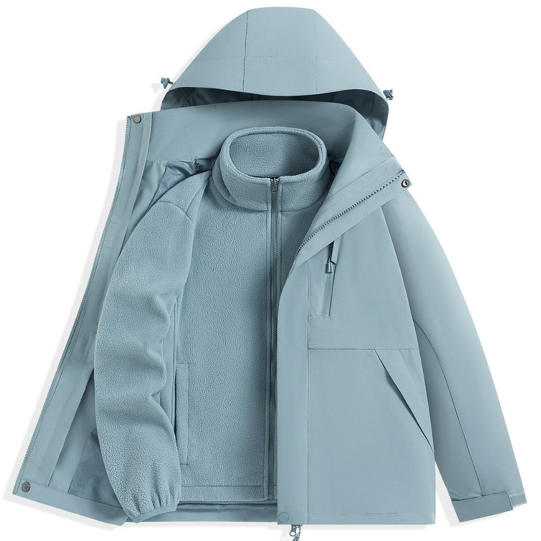 Herren zweilagiger Outdoorparka mit herausnehmbarer Fleece-Innenjacke und Kapuze Drune