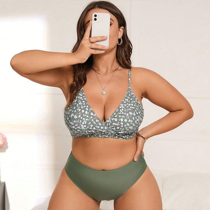 Damen Bikini-Set mit modernem Wickeldesign und hohem Taillenschnitt Drune
