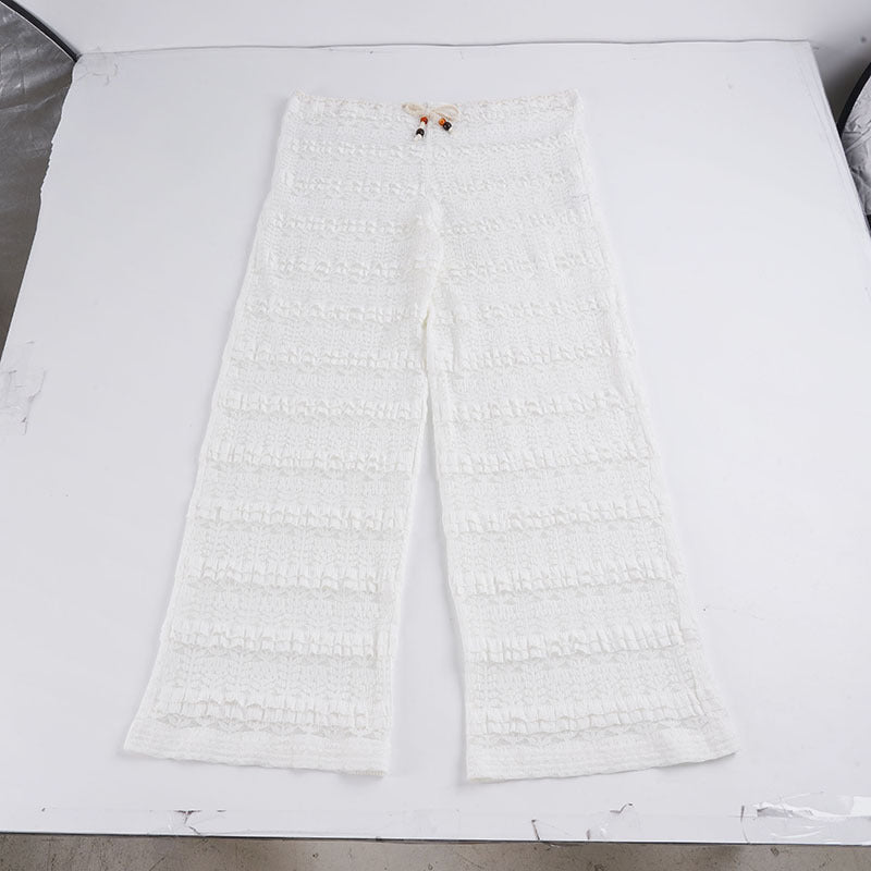 Damen lässige Strickhose mit elegantem Rüschendesign Drune