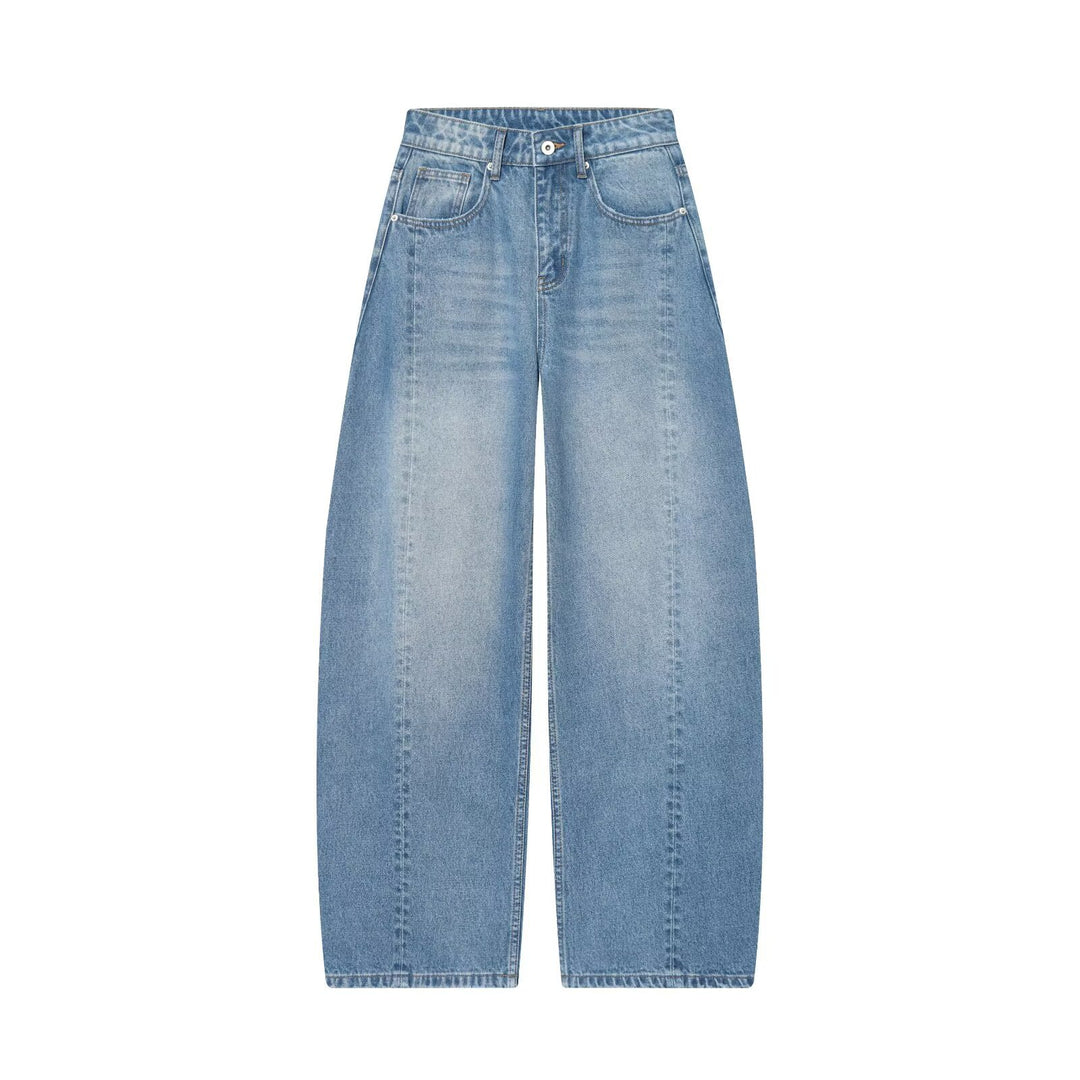 Damen Weite Cropped Denim‑Culotte mit hoher Taille und Mittelnaht Drune