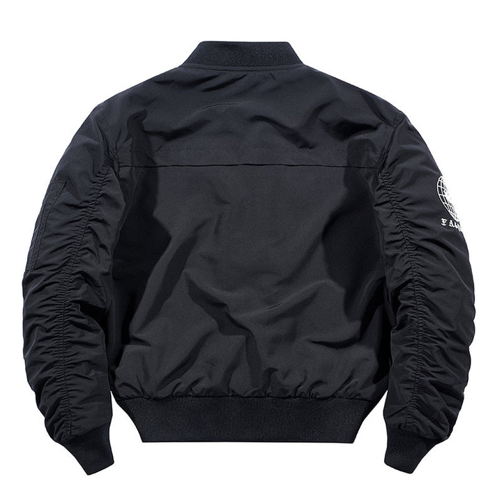 Herren Nylon-Bomberjacke im Flieger-Style mit Reißverschluss-Ärmeltasche und kontrastierendem Innenfutter Drune