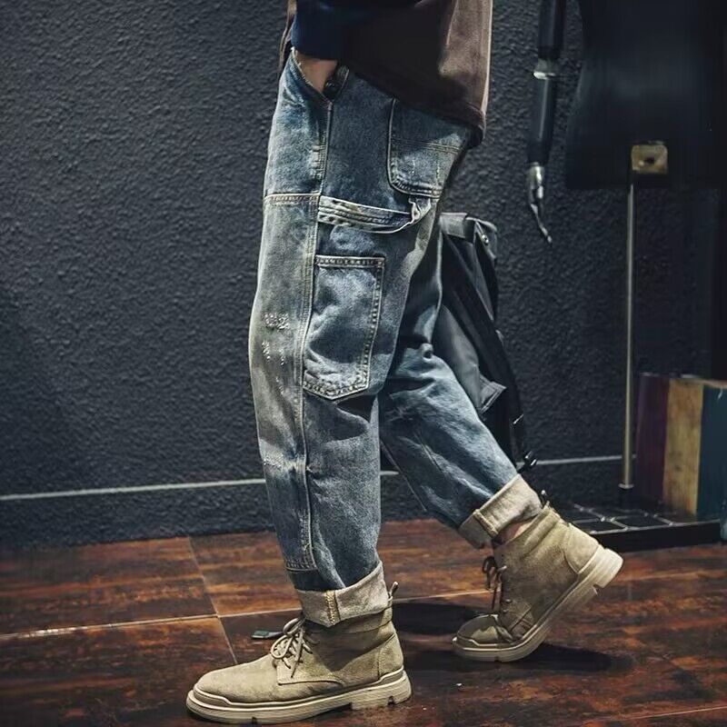 Herren Lässige Cargo-Jeans mit kreativen Details Drune