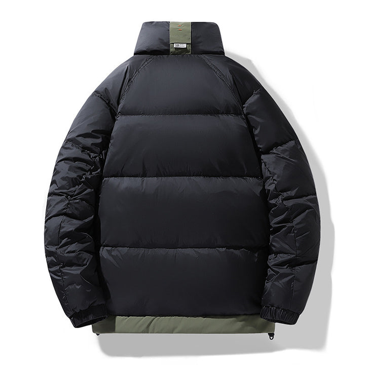 Herren Gesteppte Wattierte Daunenjacke mit Stehkragen und Kordelzug Drune